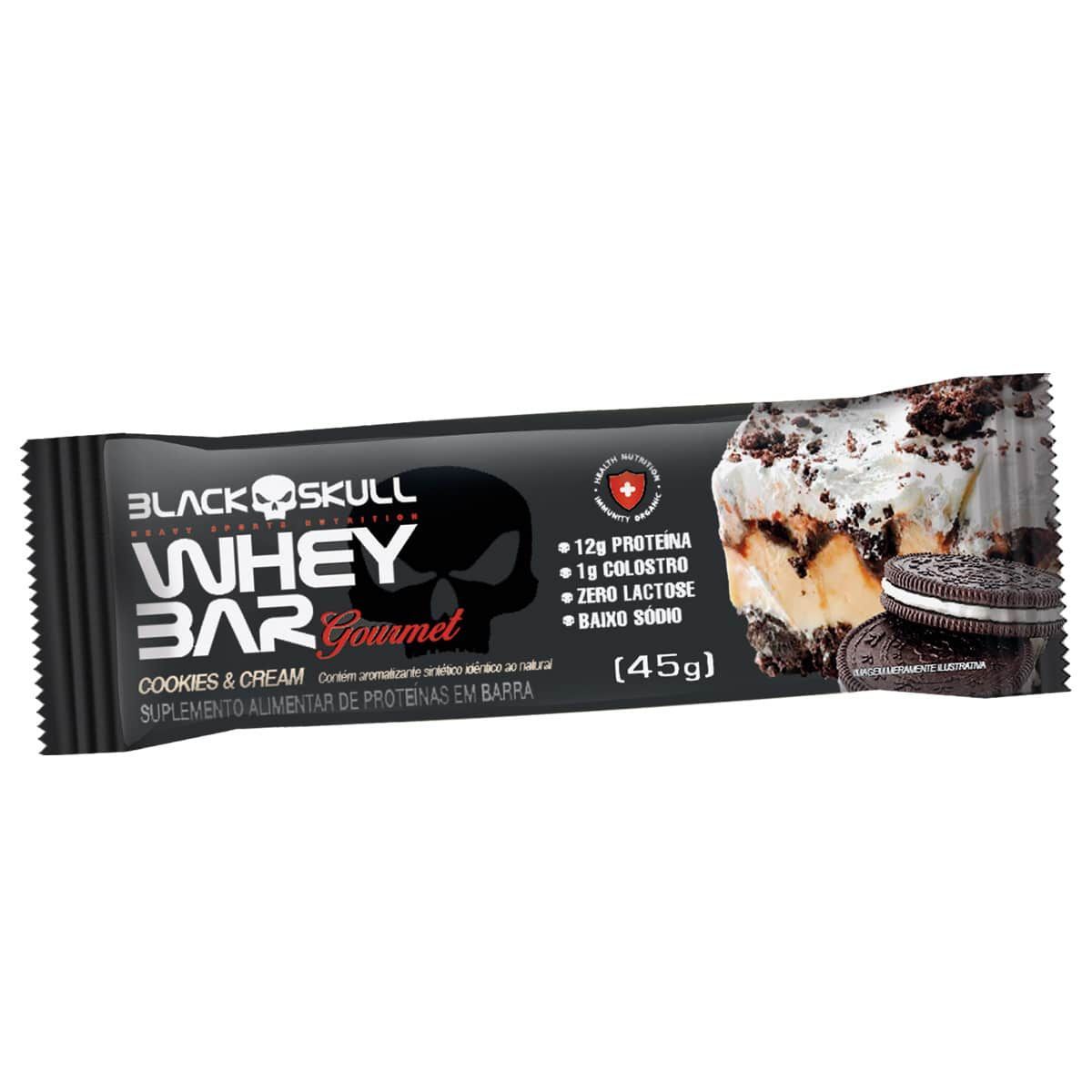 Whey Bar Gourmet - 1 Unidade 45g Cookies e Cream - Black Skull*** Data Venc. 22/6/23