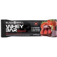 Whey Bar Gourmet - 1 Unidade 45g Morango com Chocolate - Black Skull