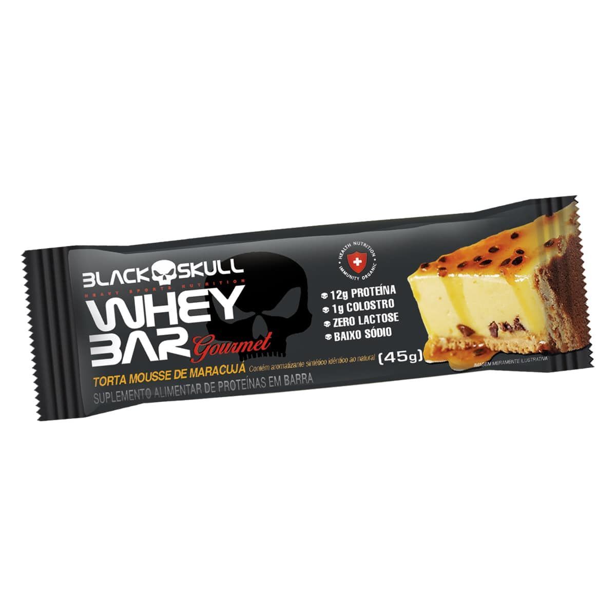 Whey Bar Gourmet - 1 Unidade 45g Torta Mousse de Maracuj� - Black Skull*** Data Venc. 20/4/23