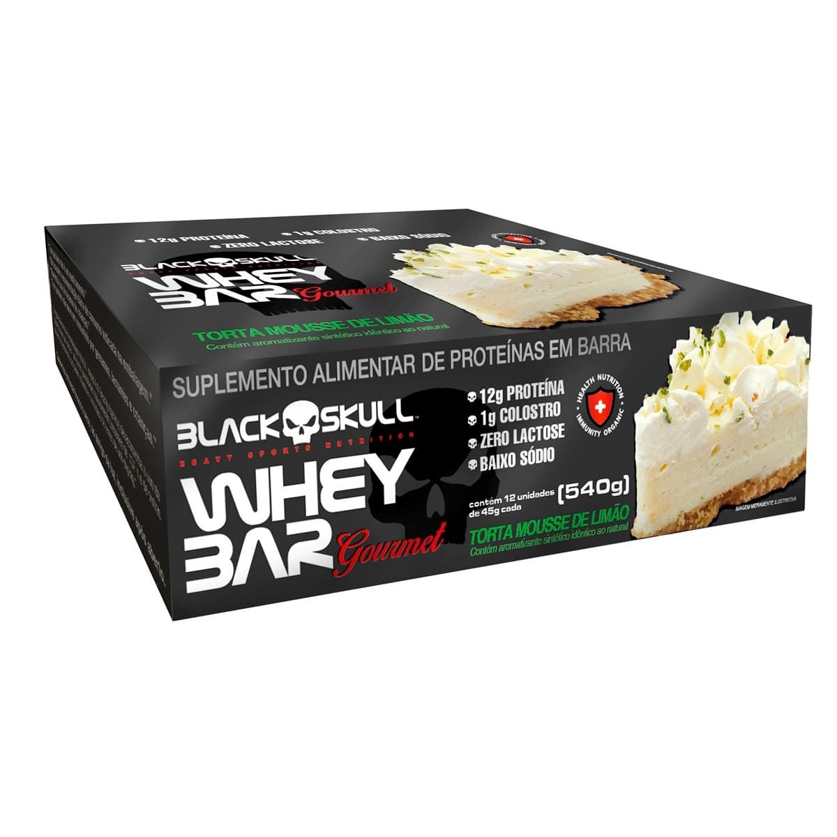 Whey Bar Gourmet - 12 Unidades 45g Torta Mousse de Lim�o - Black Skull
