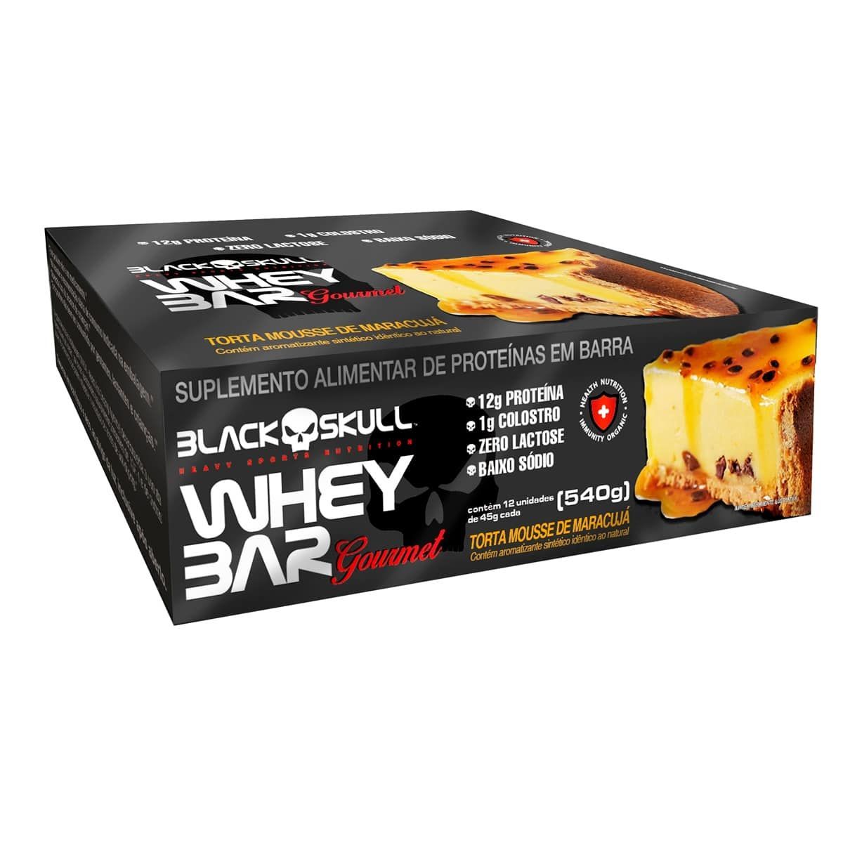 Whey Bar Gourmet - 12 Unidades 45g Torta Mousse de Maracuj� - Black Skull