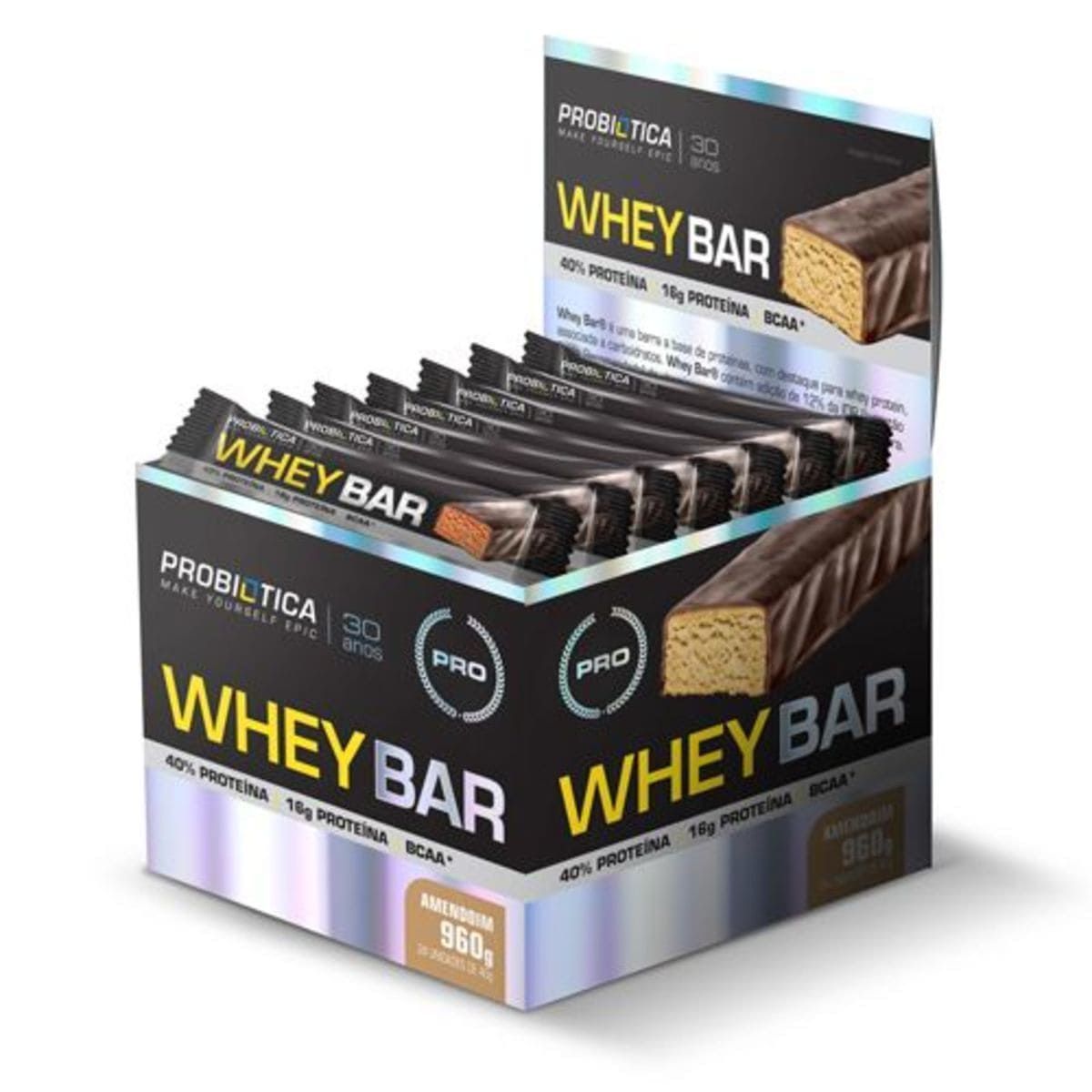 Whey Bar High Protein - 24 Unidades 40g Amendoin - Probi�tica*** Data Venc. 01/12/2022