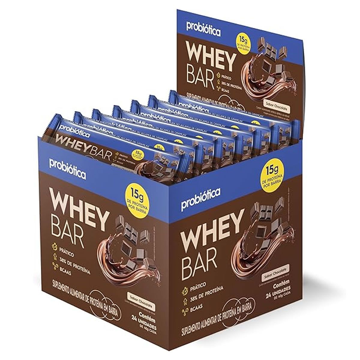 Whey Bar High Protein - 24 Unidades 40g Chocolate - Probi�tica