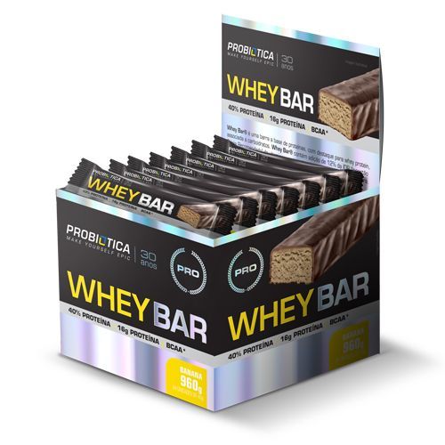 Whey Bar High Protein - 24 Unidades 40g Banana - Probi�tica