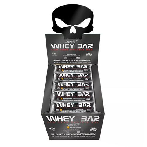 Whey Bar Low Carb Protein - 24 Unidades 30g Chocolate - Black Skull