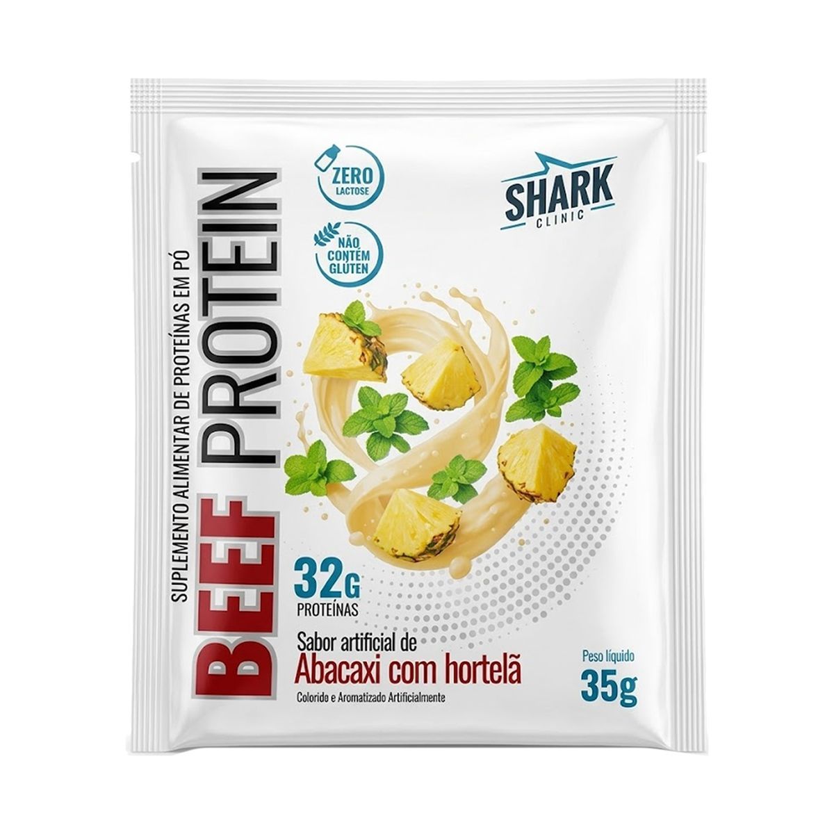 Whey Beef Protein - 1 Sach� 32g Abacaxi com Hortel� - Shark Pro