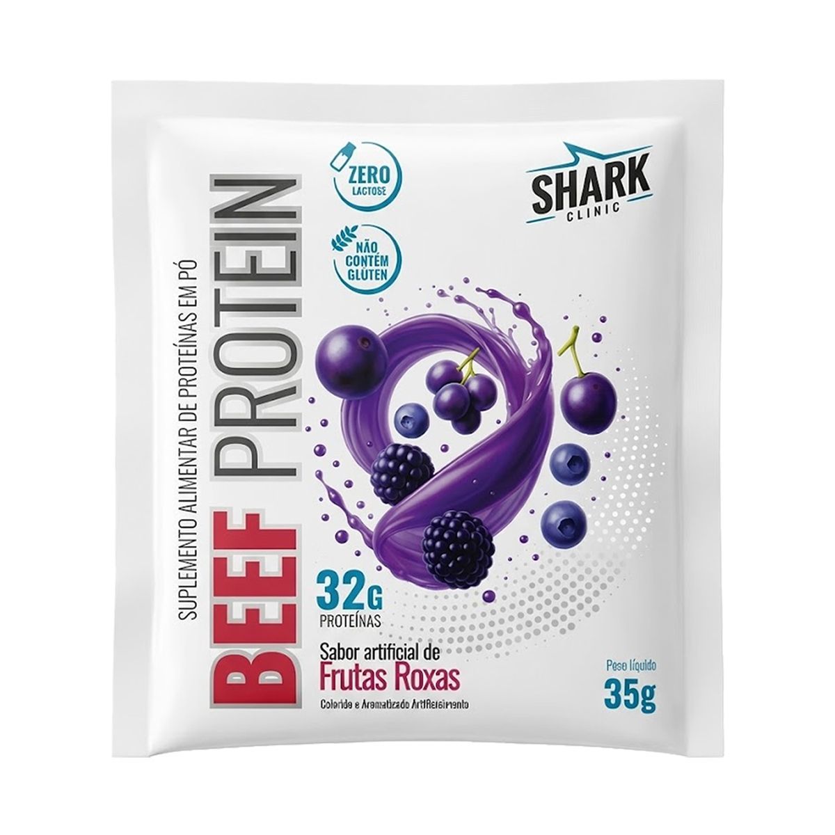 Whey Beef Protein - 1 Sach� 35g Frutas Roxas - Shark Pro