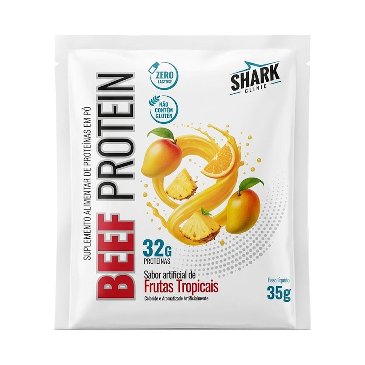 Whey Beef Protein - 1 Sach� 35g Frutas Tropicais - Shark Pro