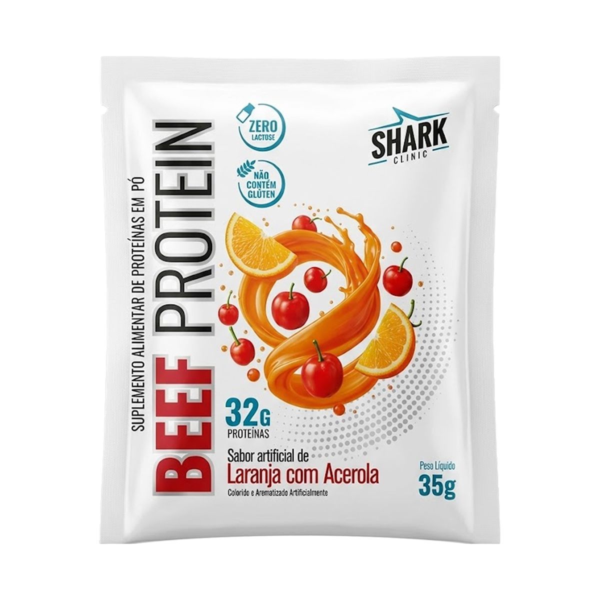 Whey Beef Protein - 1 Sach� 35g Laranja com Acerola - Shark Pro