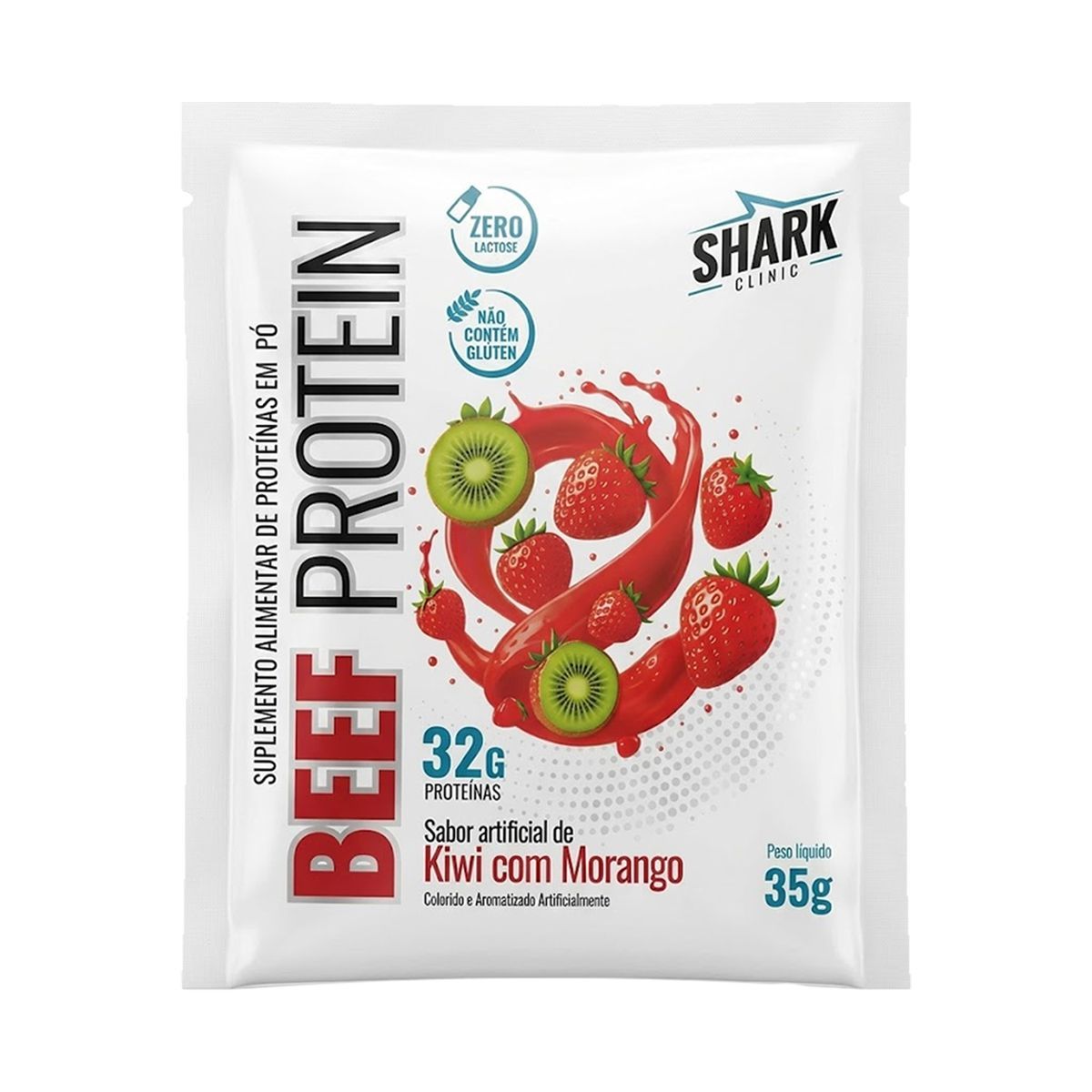 Whey Beef Protein -  1 Sach� 32g Kiwi com Morango - Shark Pro