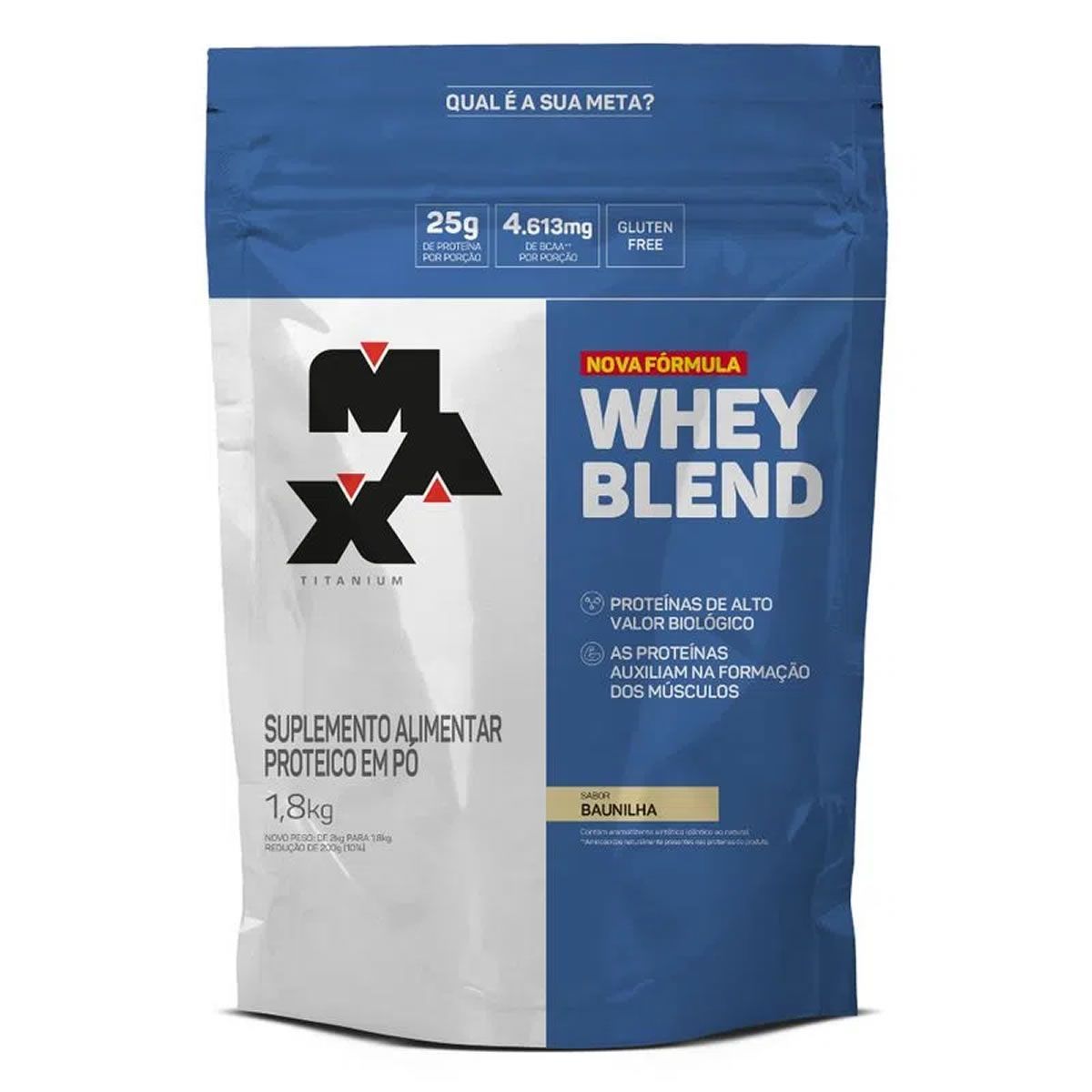 Whey Blend Nova F�rmula - 1800g Refil Baunilha - Max Titanium*** Data Venc. 08/07/2025