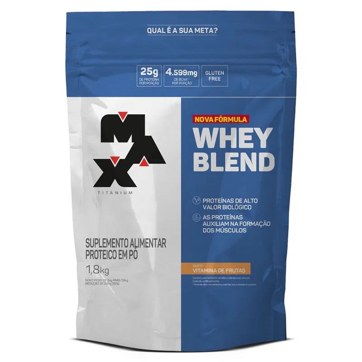 Whey Blend Nova F�rmula - 1800g Refil Vitamina de Frutas - Max Titanium*** Data Venc. 01/01/2026