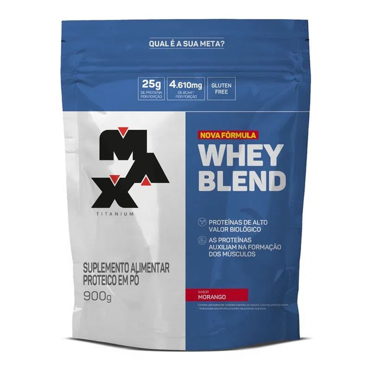 Whey Blend Nova F�rmula - 900g Refil Morango - Max Titanium*** Data Venc. 22/11/2023