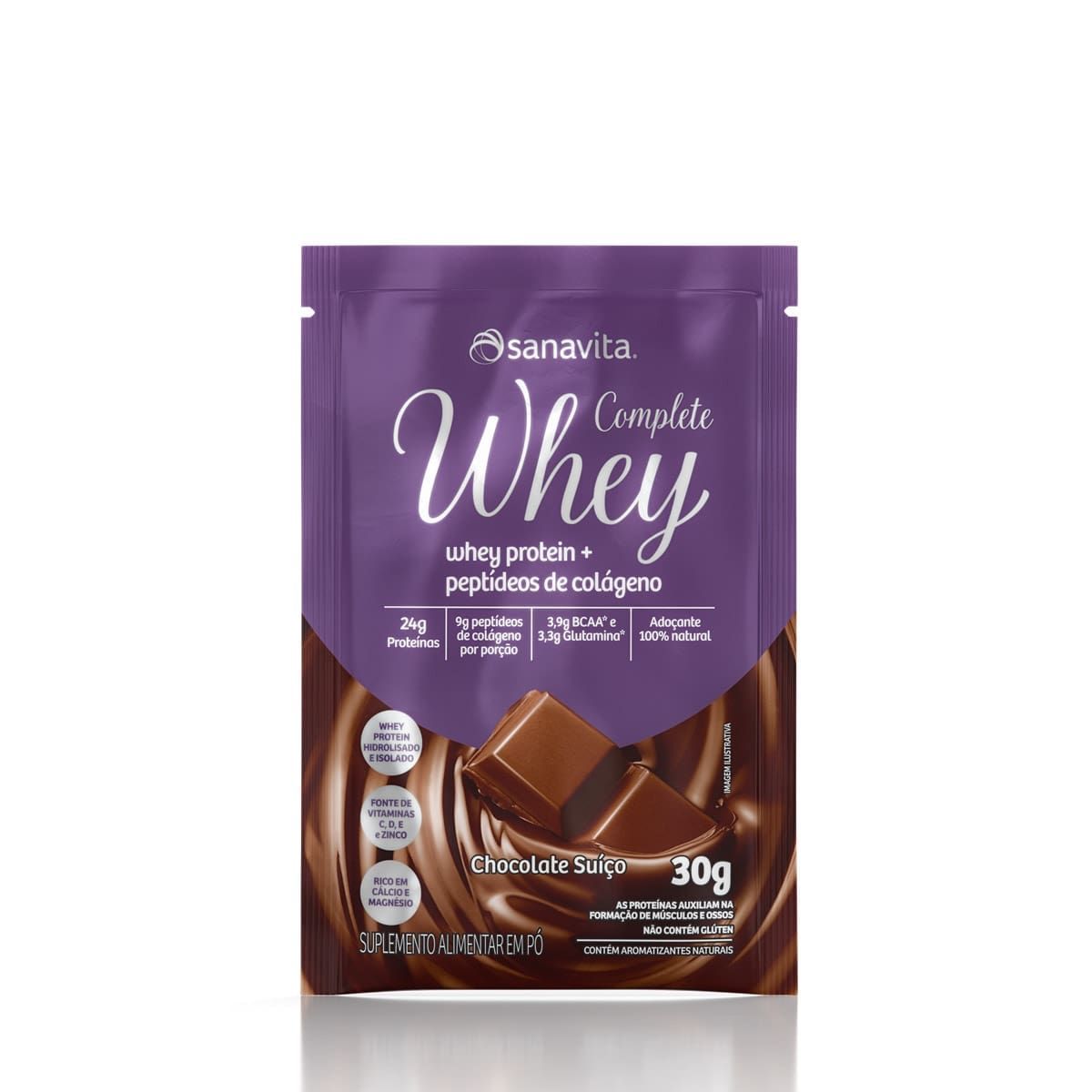 Whey Complete - 1 Sach� de 30g Chocolate Su��o - Sanavita