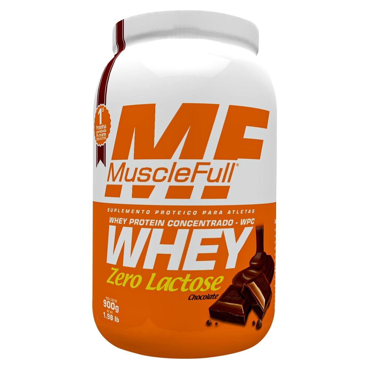 Whey Concentrado Zero Lactose - 900g Chocolate - MuscleFull*** Data Venc. 23/3/23