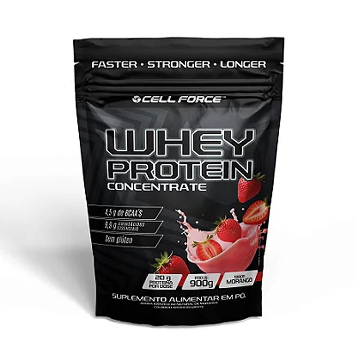 Whey Concentrate - Refil 900g Morango - Cell Force