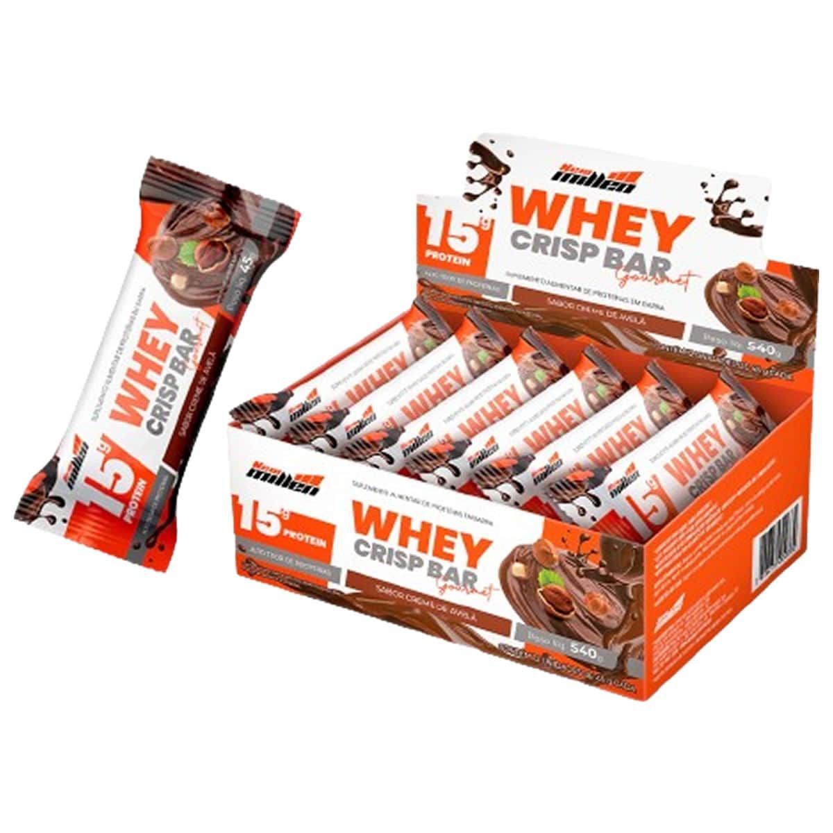 Whey Crisp Bar Gourmet - 12 Barras 45g Creme de Avel� - New Millen