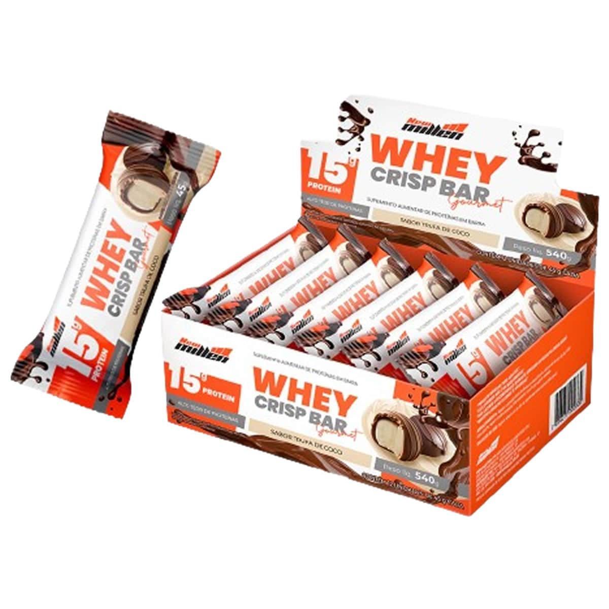 Whey Crisp Bar Gourmet - 12 Barras 45g Trufa de Coco - New Millen*** Data Venc. 06/02/2025