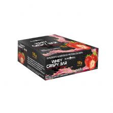 Whey Crispy Bar - 12 Unidades 45g Morango c Leite Condensado - Black Skull