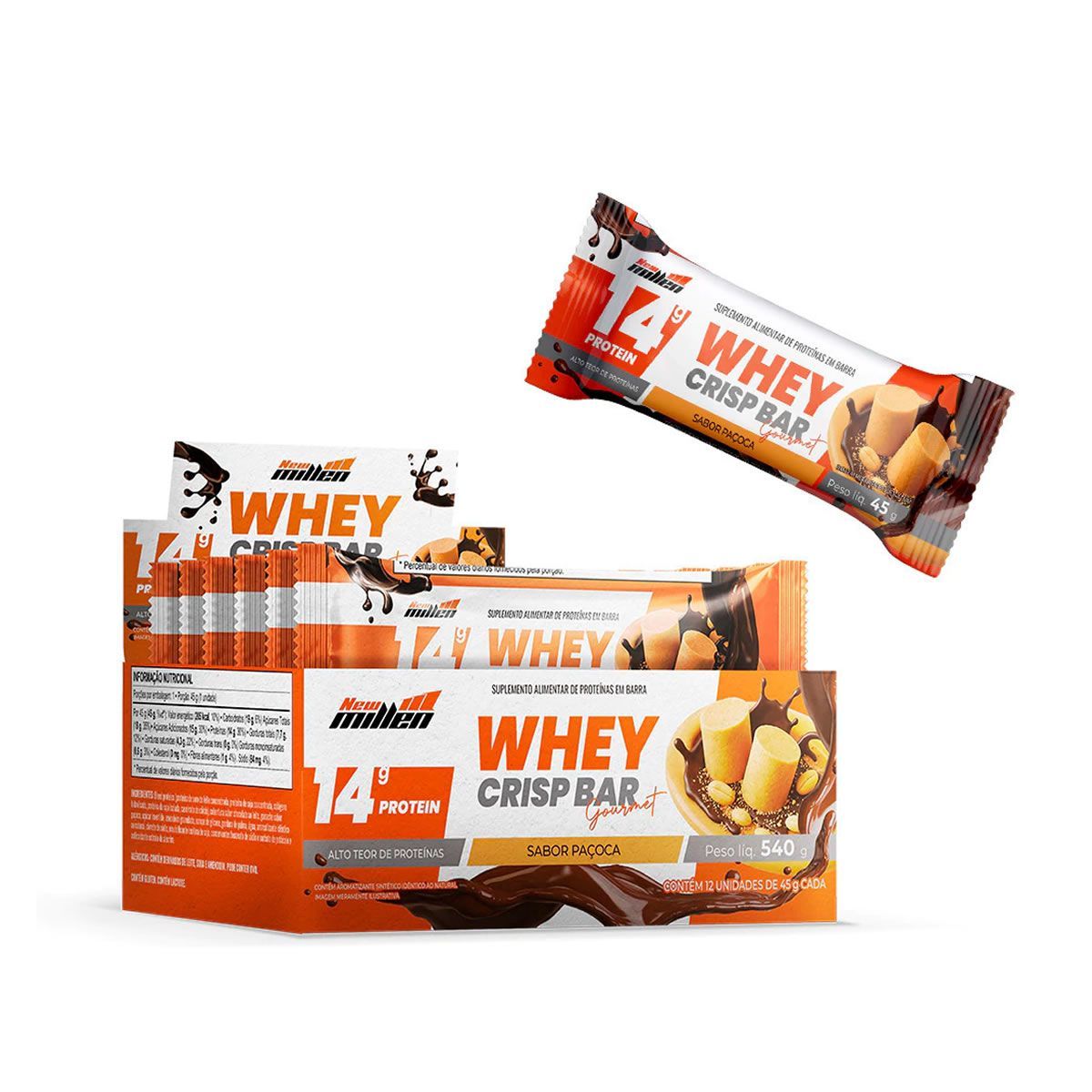 Whey Crisp Bar Gourmet - 12 Unidades 45g Pa�oca - New Millen