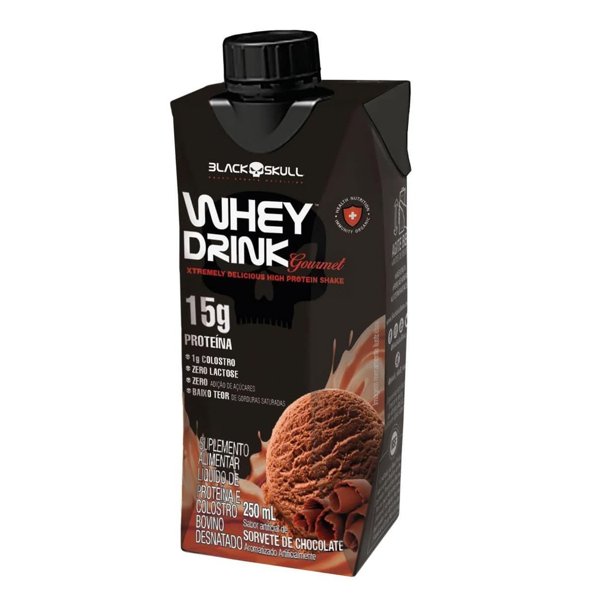 Whey Drink Gourmet - 1 Unidade 250ml Chocolate - Black Skull