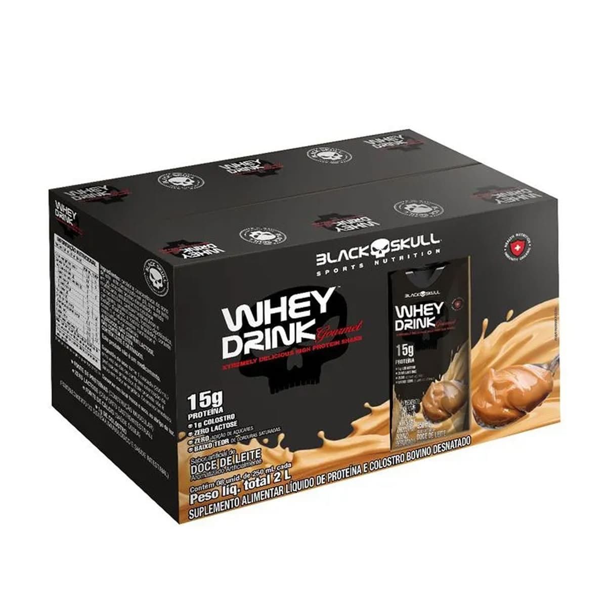 Whey Drink Gourmet - 8 Unidades 250ml Doce de Leite - Black Skull