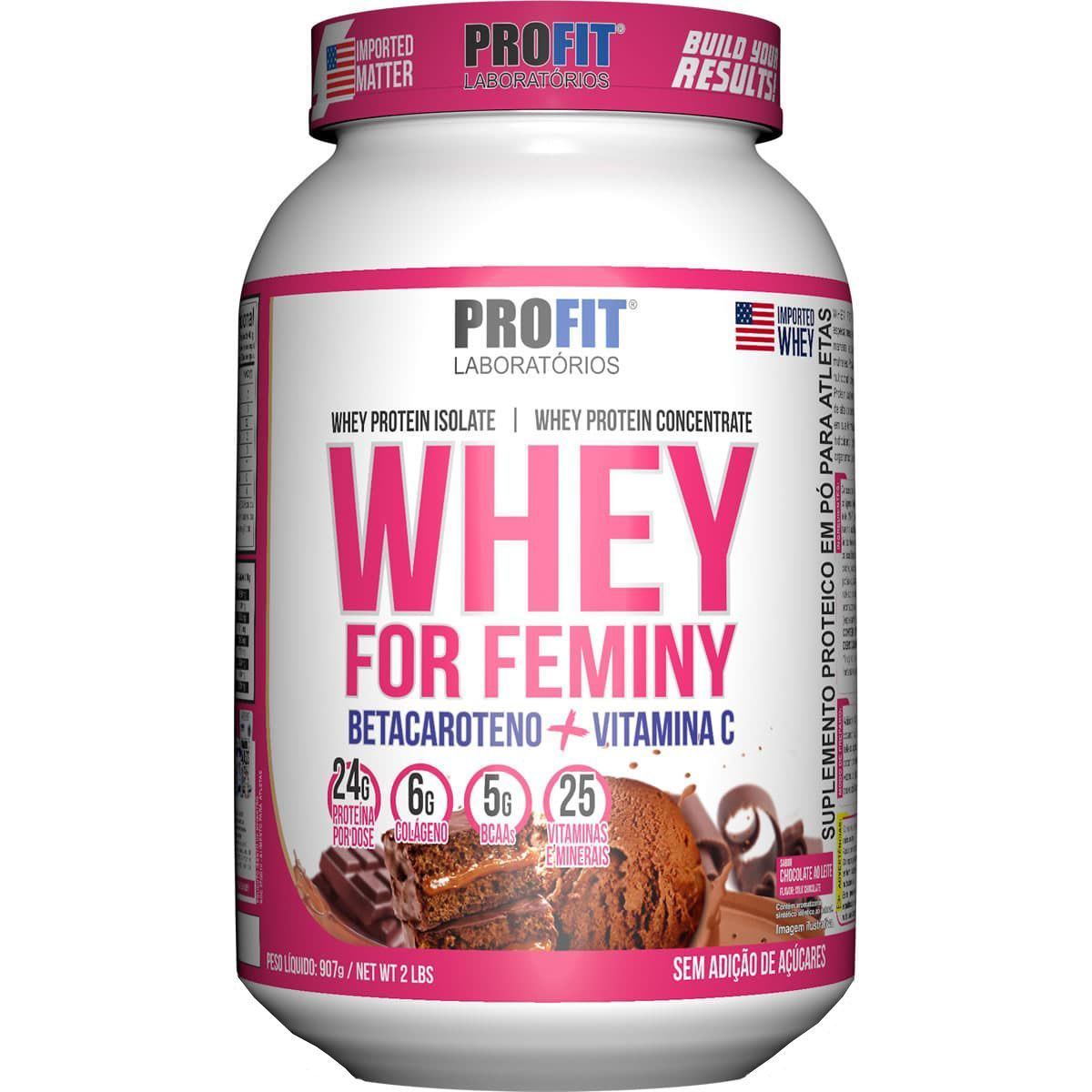 Whey For Feminy - 907g Chocolate ao Leite -  Profit Laborat�rios