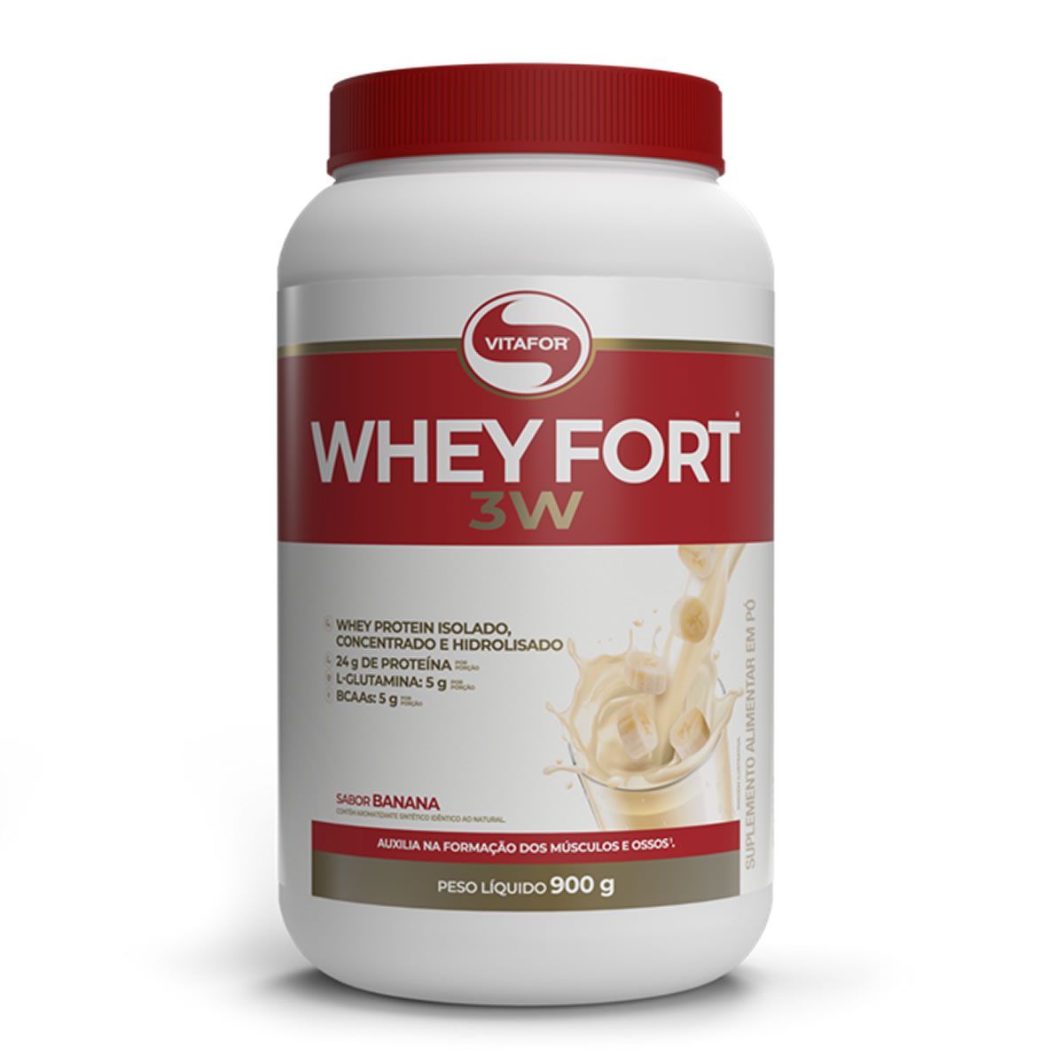 Whey Fort 3W - 900g Banana - Vitafor*** Data Venc. 30/07/2025
