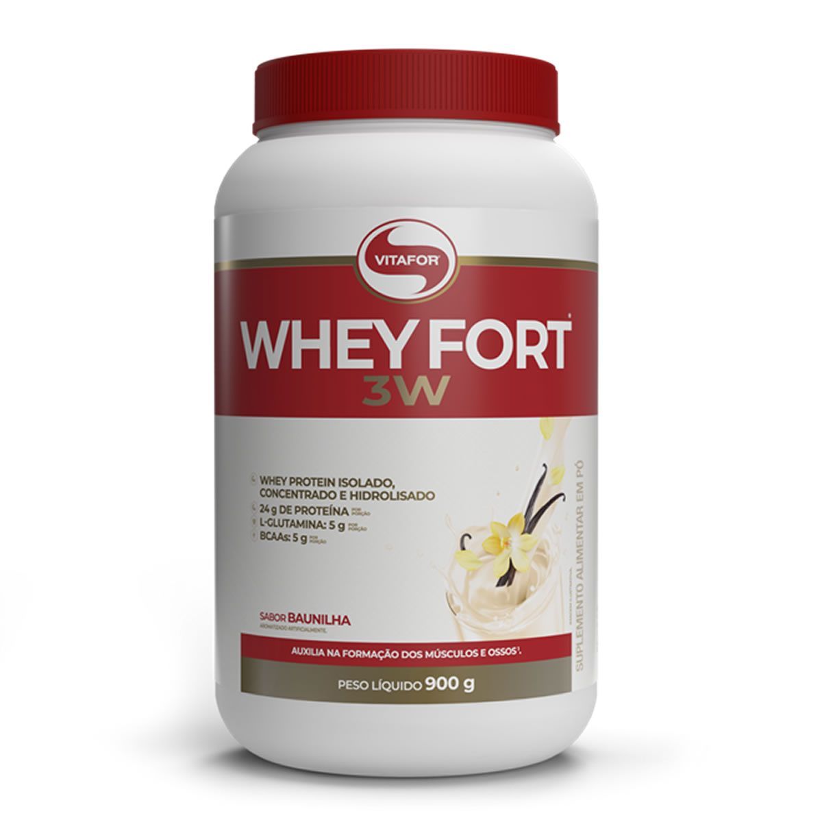 Whey Fort 3W - 900g Baunilha - Vitafor