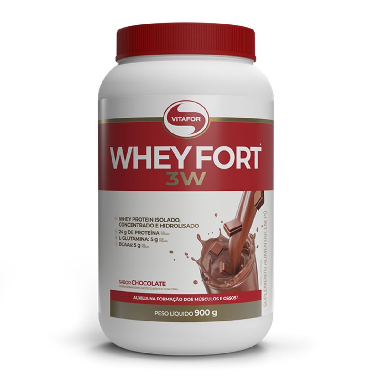 Whey Fort 3W - 900g Chocolate - Vitafor*** Data Venc. 30/10/2025