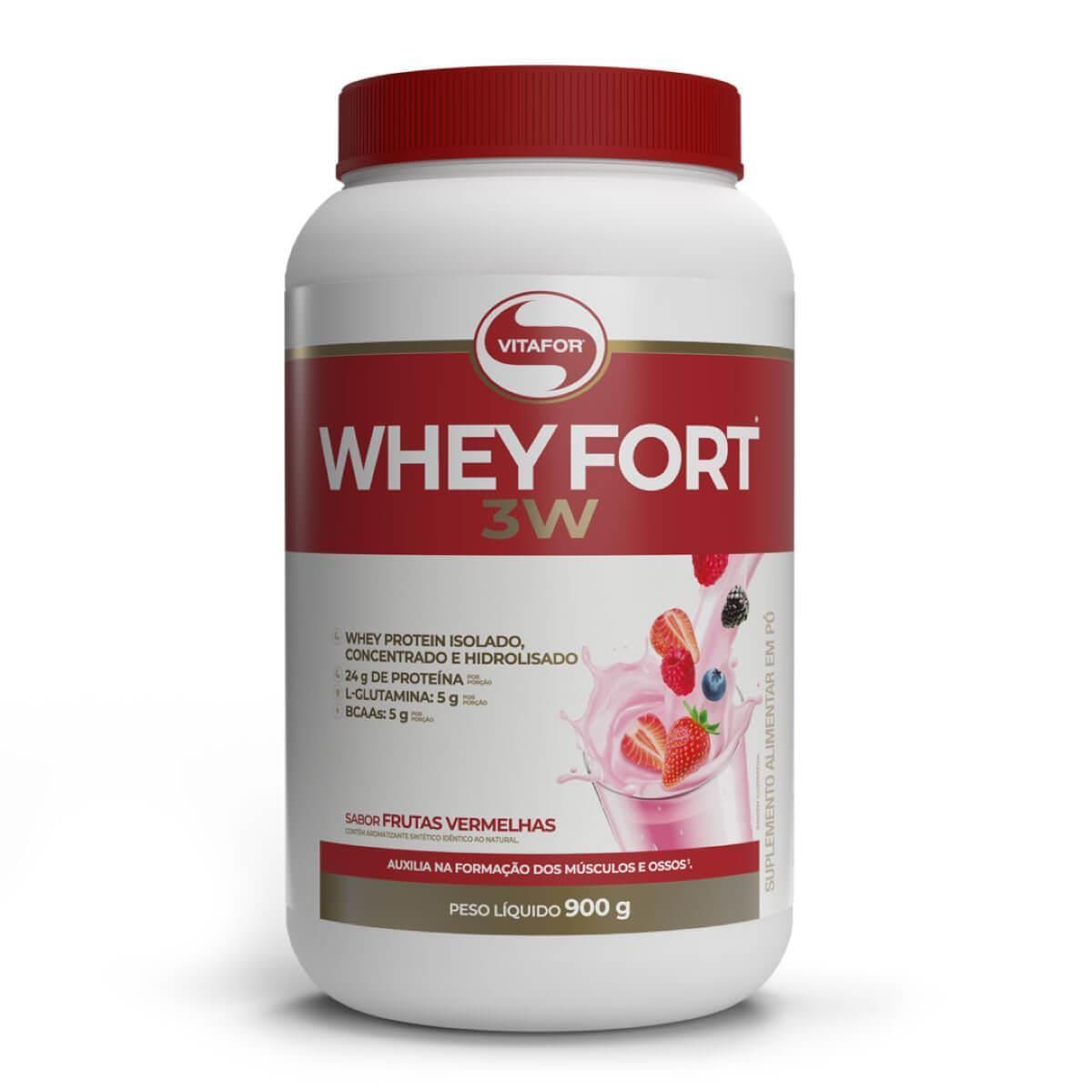 Whey Fort 3W - 900g Frutas Vermelhas - Vitafor*** Data Venc. 30/10/2024