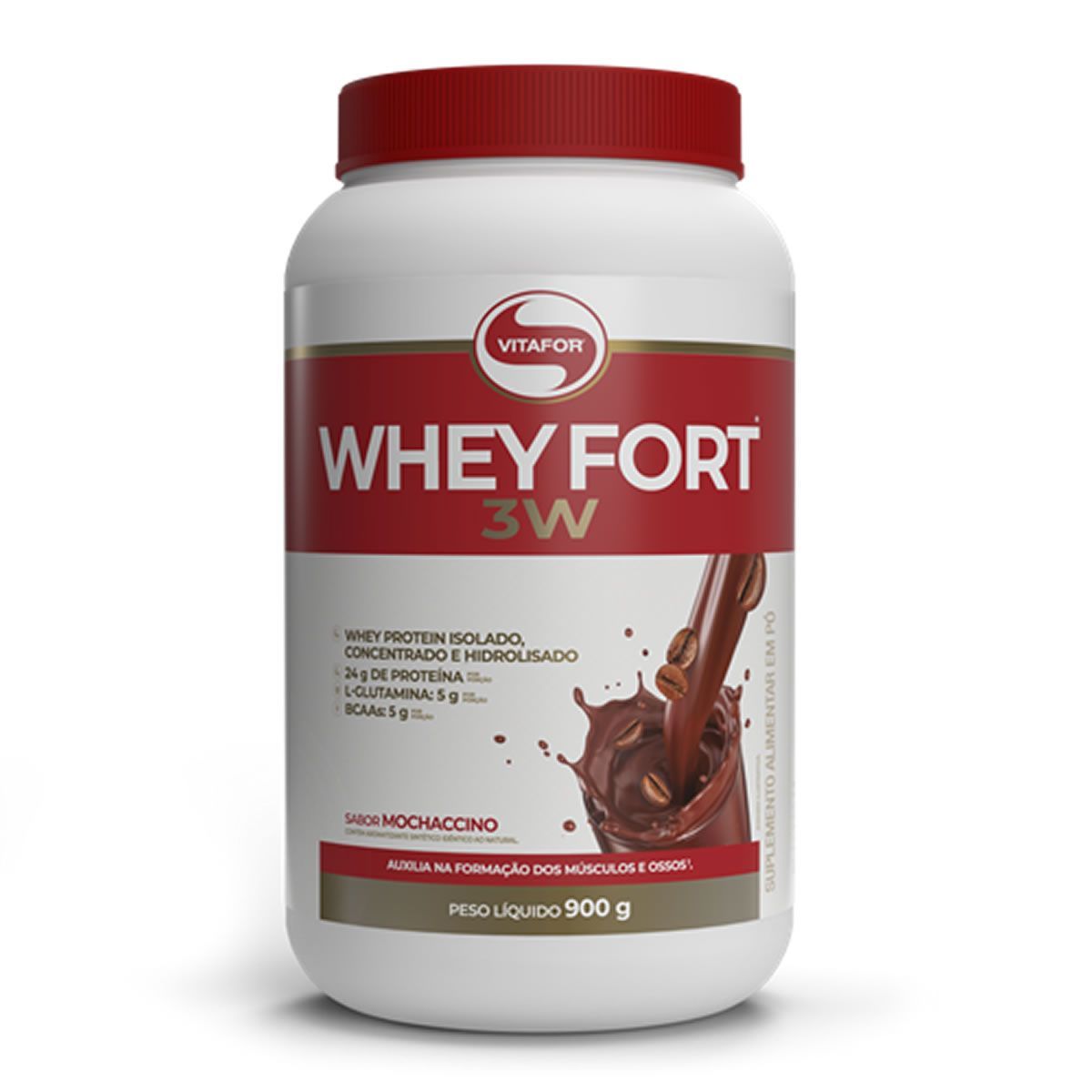 Whey Fort 3W - 900g Mocaccino - Vitafor*** Data Venc. 30/10/2024