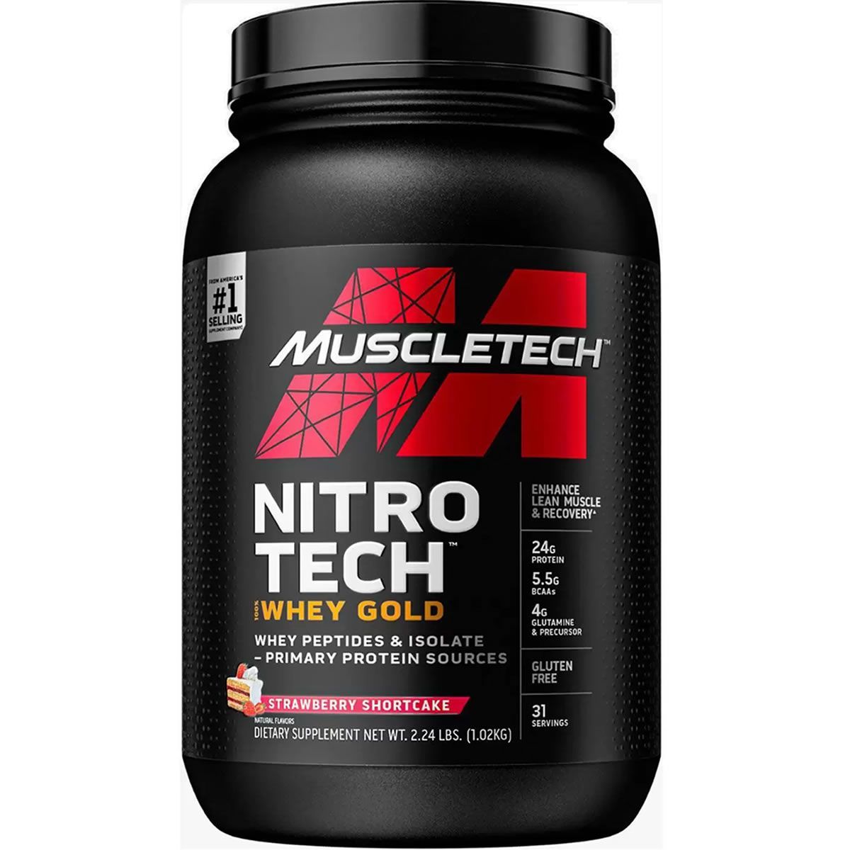 Whey Gold Nitro Tech - 1020g Strawberry Shortcake - Muscletech*** Data Venc. 13/05/2024