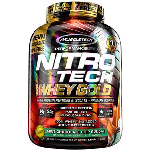 Whey Gold Nitro Tech - 2510g Mint Chocolate Chip Sundae - Muscletech