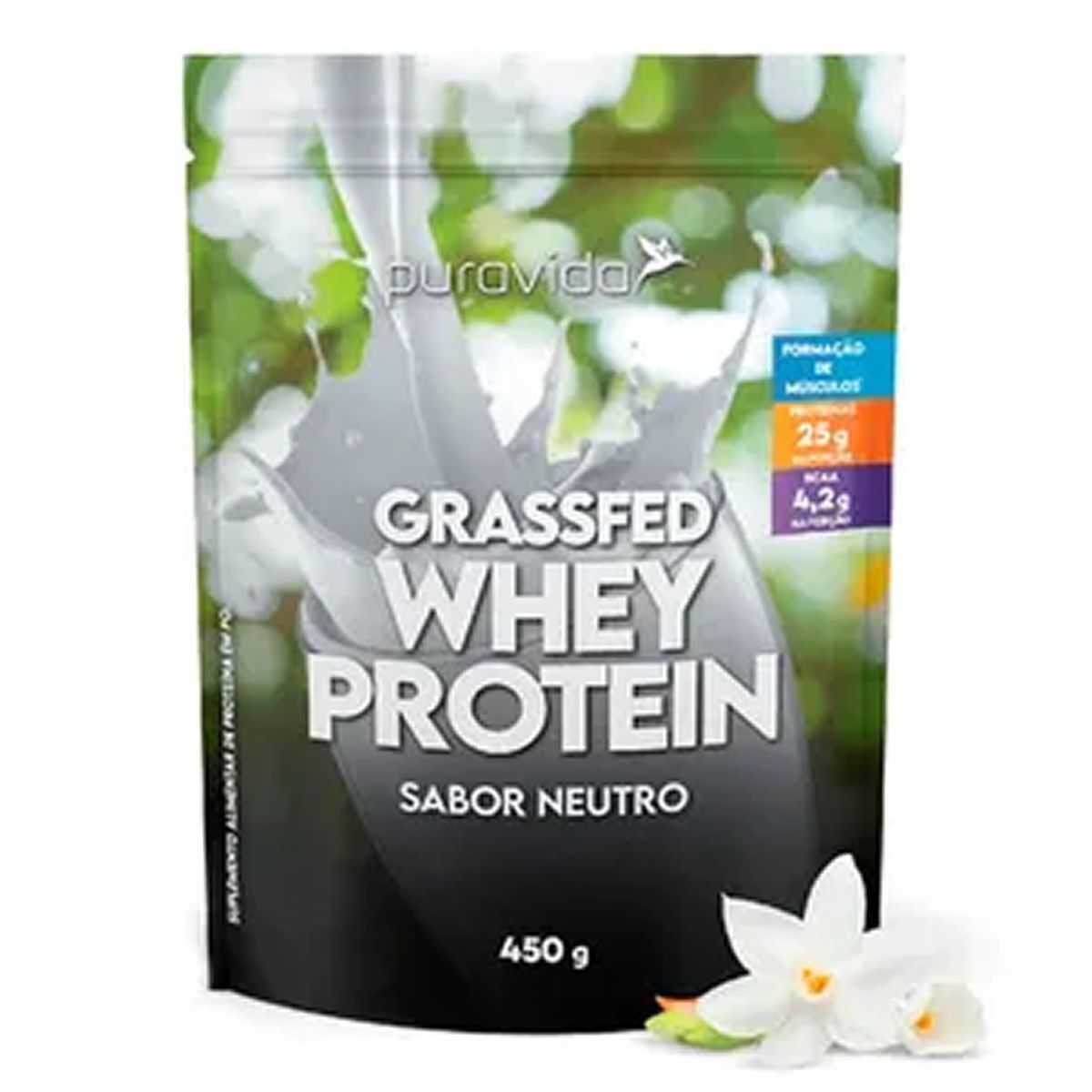 Whey Grassfed - Neutro 450g - Puravida