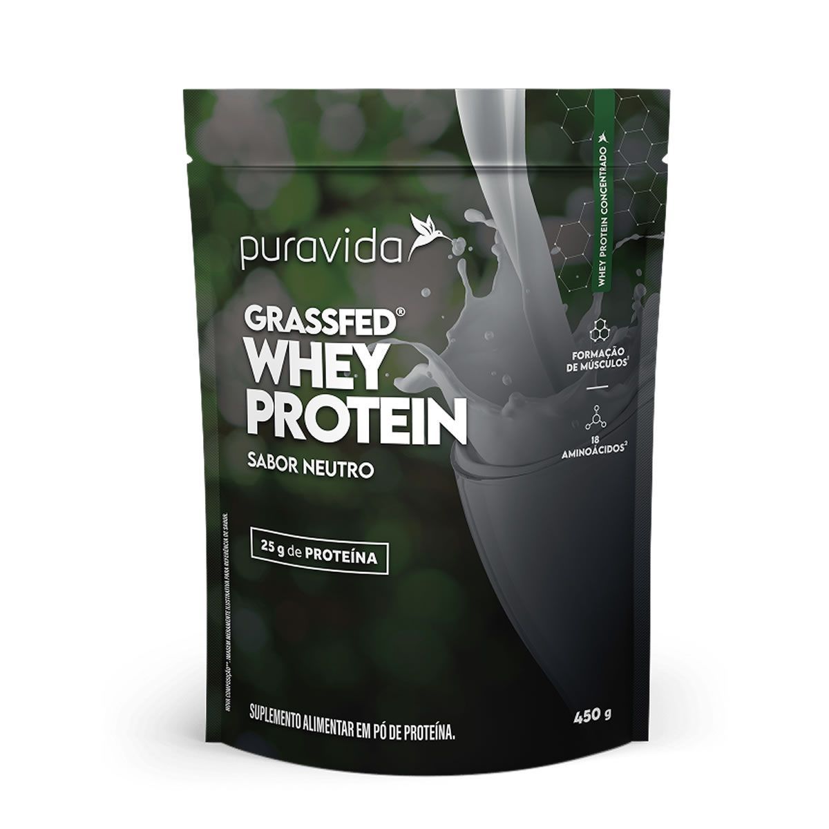 Whey Grassfed Nova Composi��o - 450g Neutro - Puravida