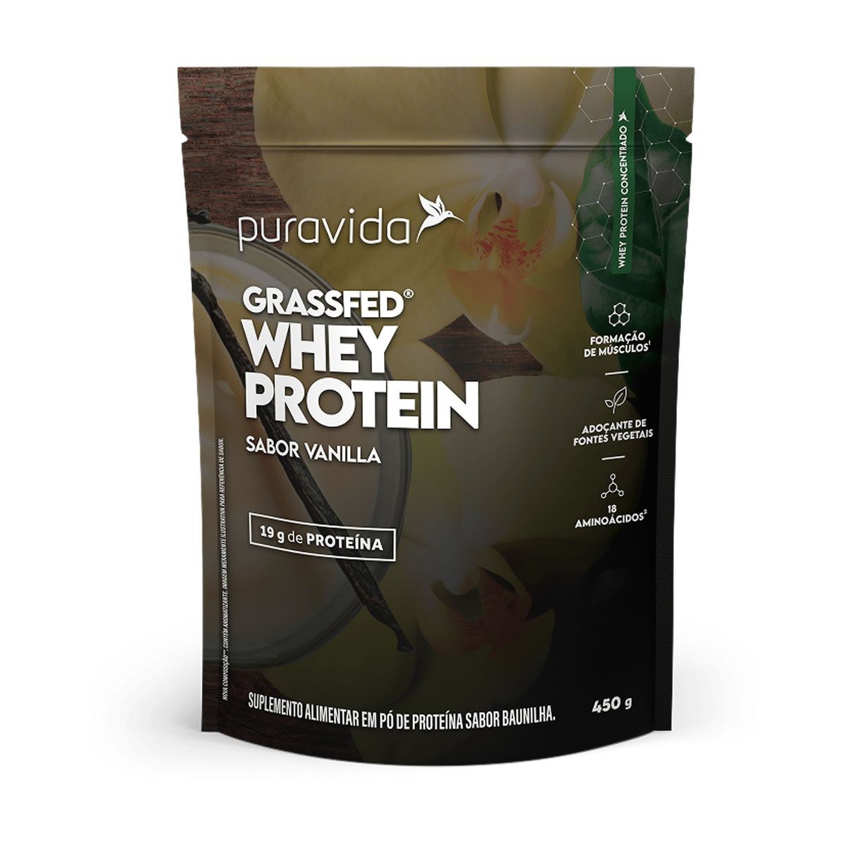Whey Grassfed Nova Composi��o - 450g Vanilla - Puravida