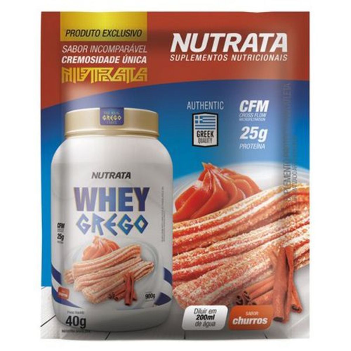 Whey Grego - 1 Sach� de 40g Churros - Nutrata*** Data Venc. 30/11/2020