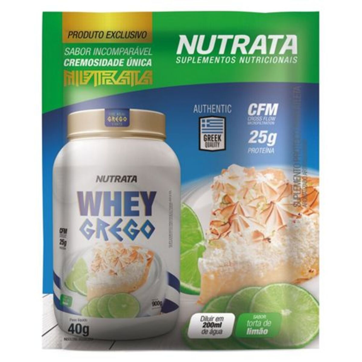 Whey Grego - 1 Sach� de 40g Torta de Lim�o - Nutrata