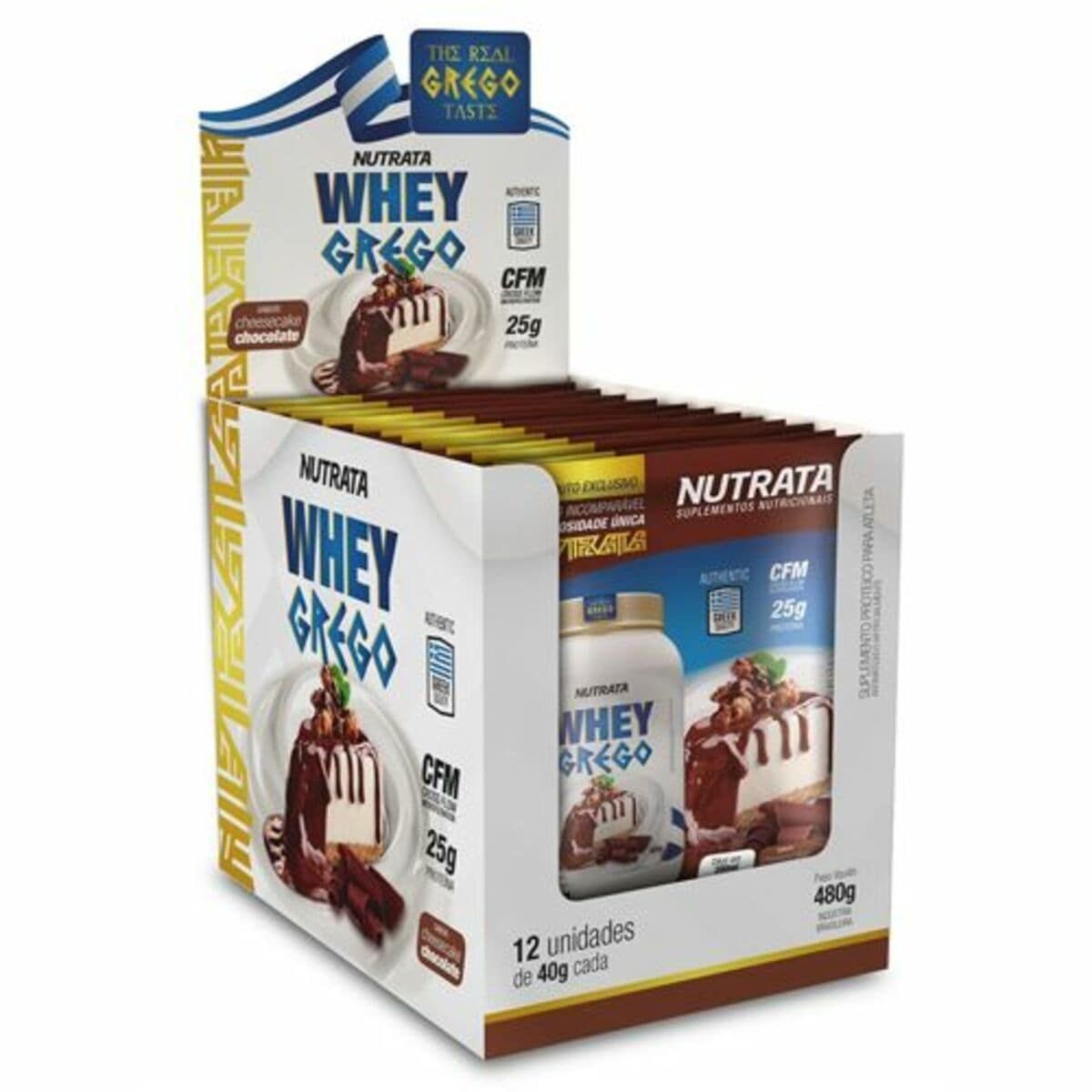 Whey Grego - 12 Sach�s de 40g Cheesecake de Chocolate - Nutrata*** Data Venc. 30/3/23