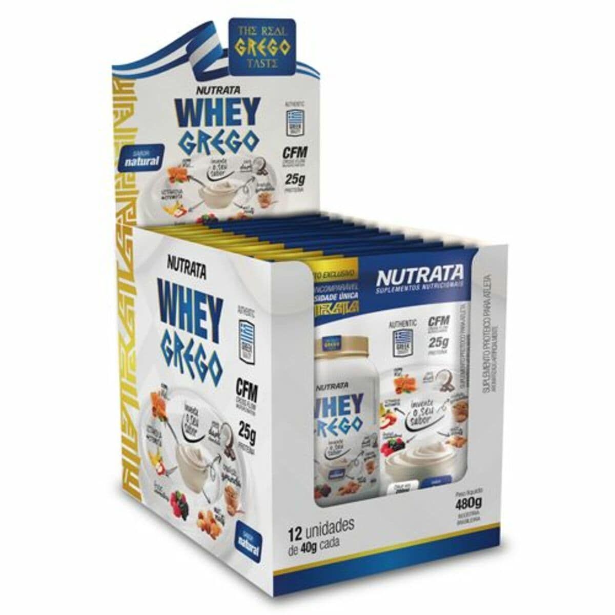 Whey Grego - 12 Sach�s de 40g Natural - Nutrata