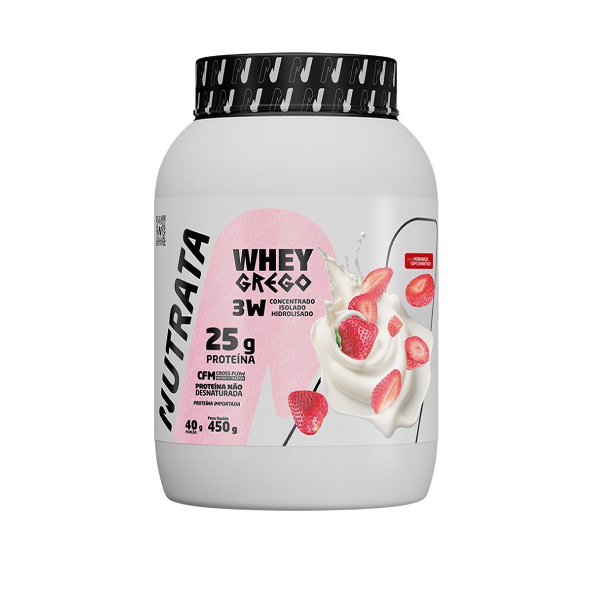 Whey Grego - 450g Morango Com Chantilly - Nutrata