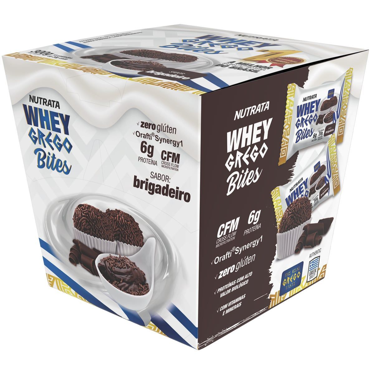 Whey Grego Bar Bites - 15 unidades 20g Brigadeiro - Nutrata