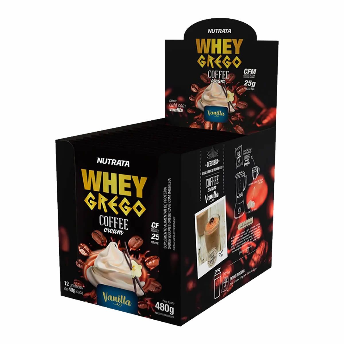 Whey Grego Coffee Cream - 12  Sach�s 40g Caf� com Vanilla - Nutrata