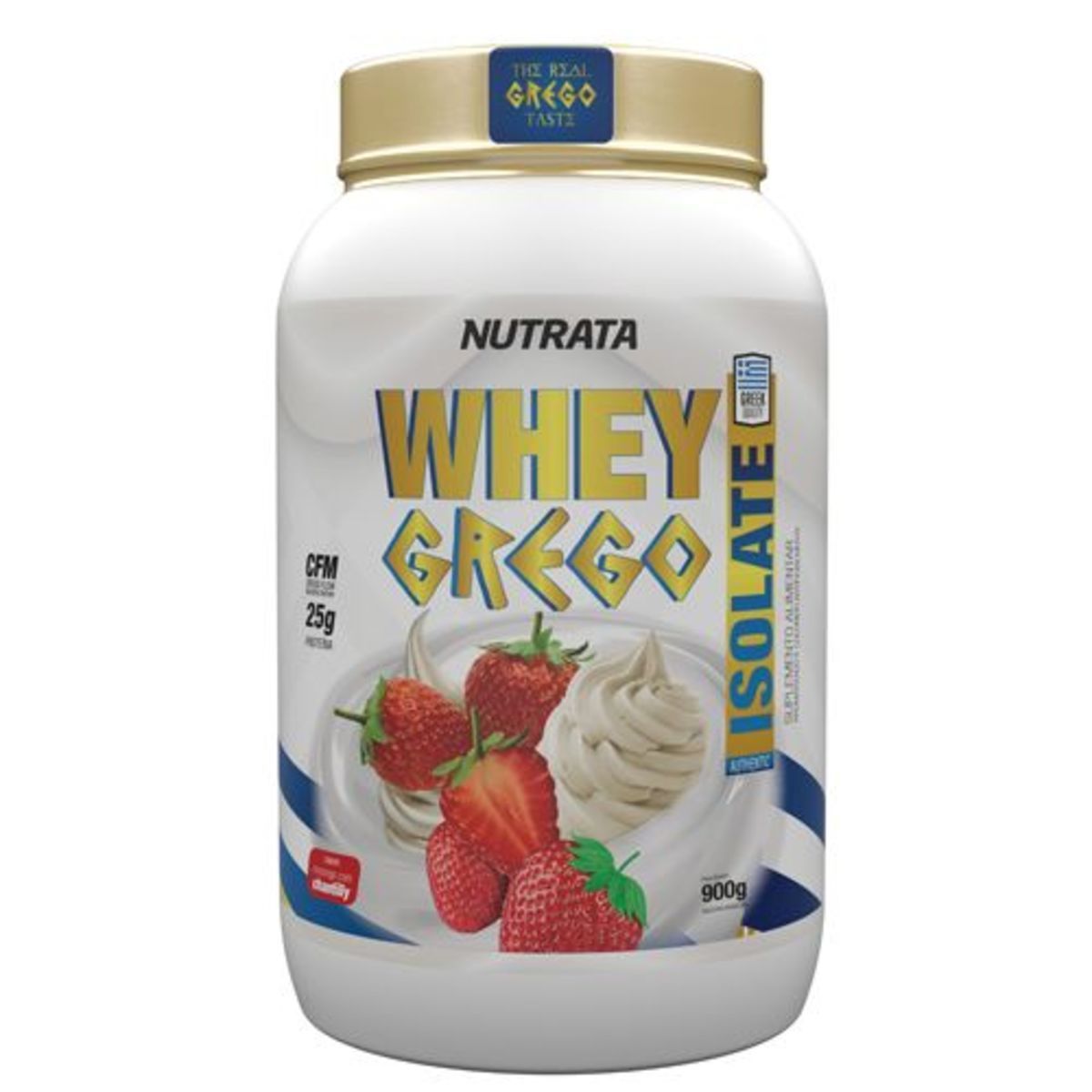 Whey Grego Isolate - 900g Morango com Chantilly - Nutrata*** Data Venc. 30/3/2023