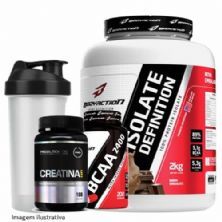 Whey Isolado 2000g Chocolate + BCAA 200 caps + Creatina 180 caps + Coqueteleira - BodyAction