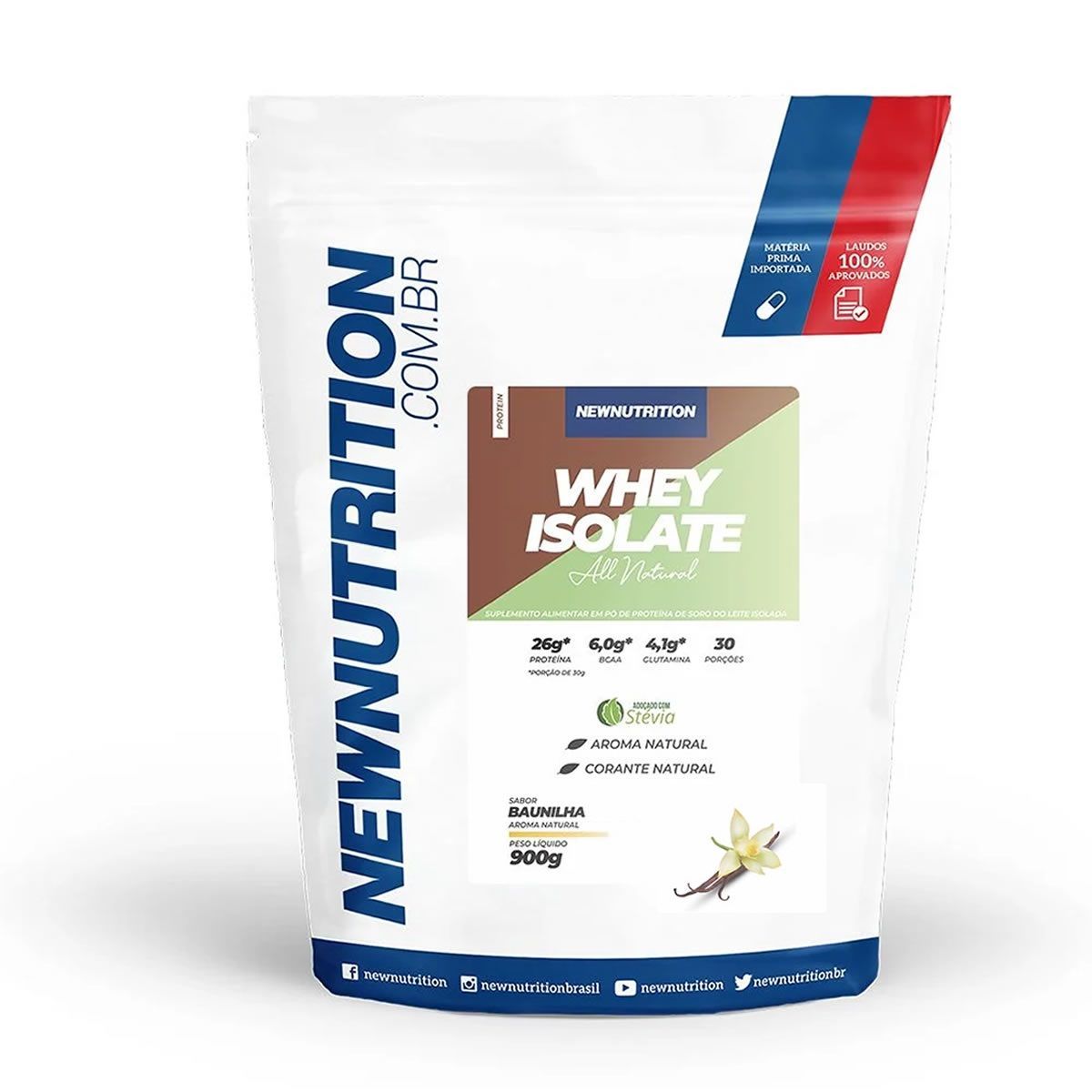 Whey Isolate All Natural - 900g Refil Baunilha - NewNutrition