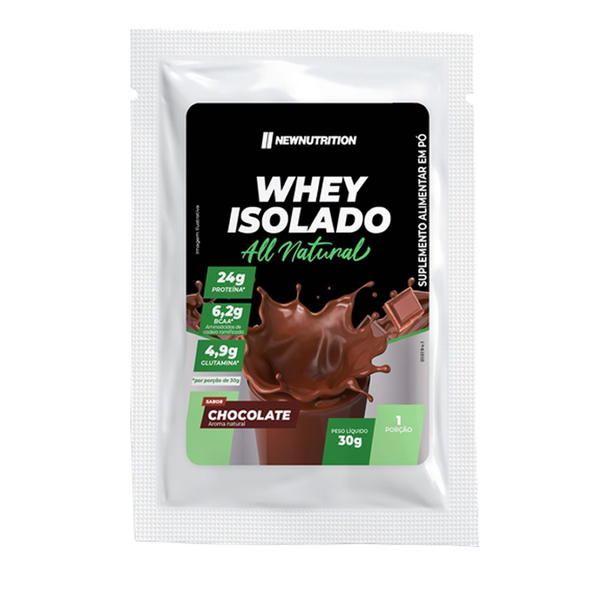 Whey Isolado All Natural - 1 Sach� 30g Chocolate - Newnutrition*** Data Venc. 30/11/2025