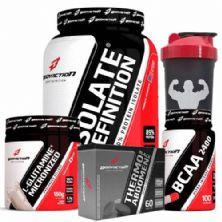 Whey Isolate 900g Chocolate + BCAA 100 C�psulas + L-Glutamine 150g + Thermo Abdomen Black 60 Tabs + Coqueteleira 600ml - Body Action