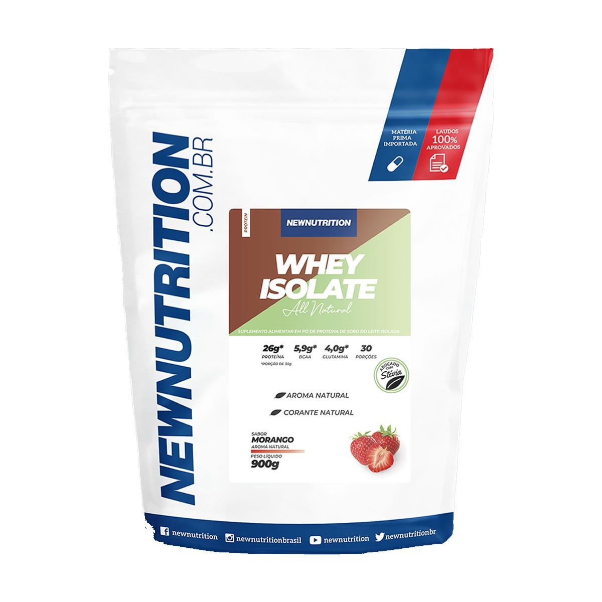 Whey Isolate All Natural - 900g Refil Morango - NewNutrition